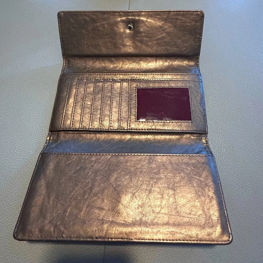 Anne Klein Wallet/Billfold/Clutch Gold Black Zebra Print Monochromatic